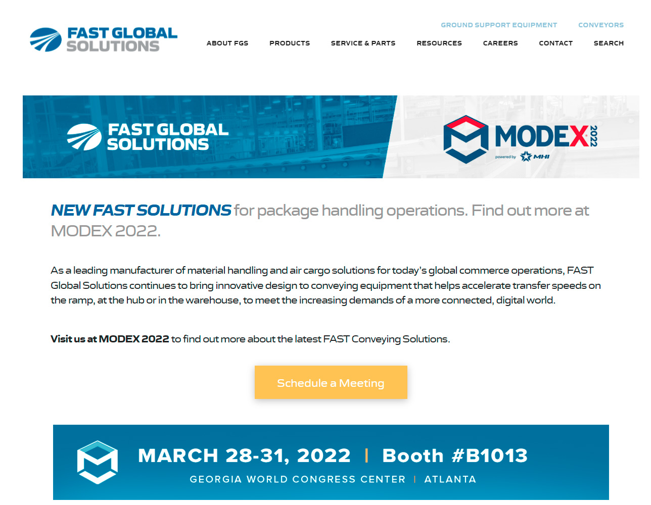 Fast Global Solutions: MODEX 2022 Landing Page & Email Development