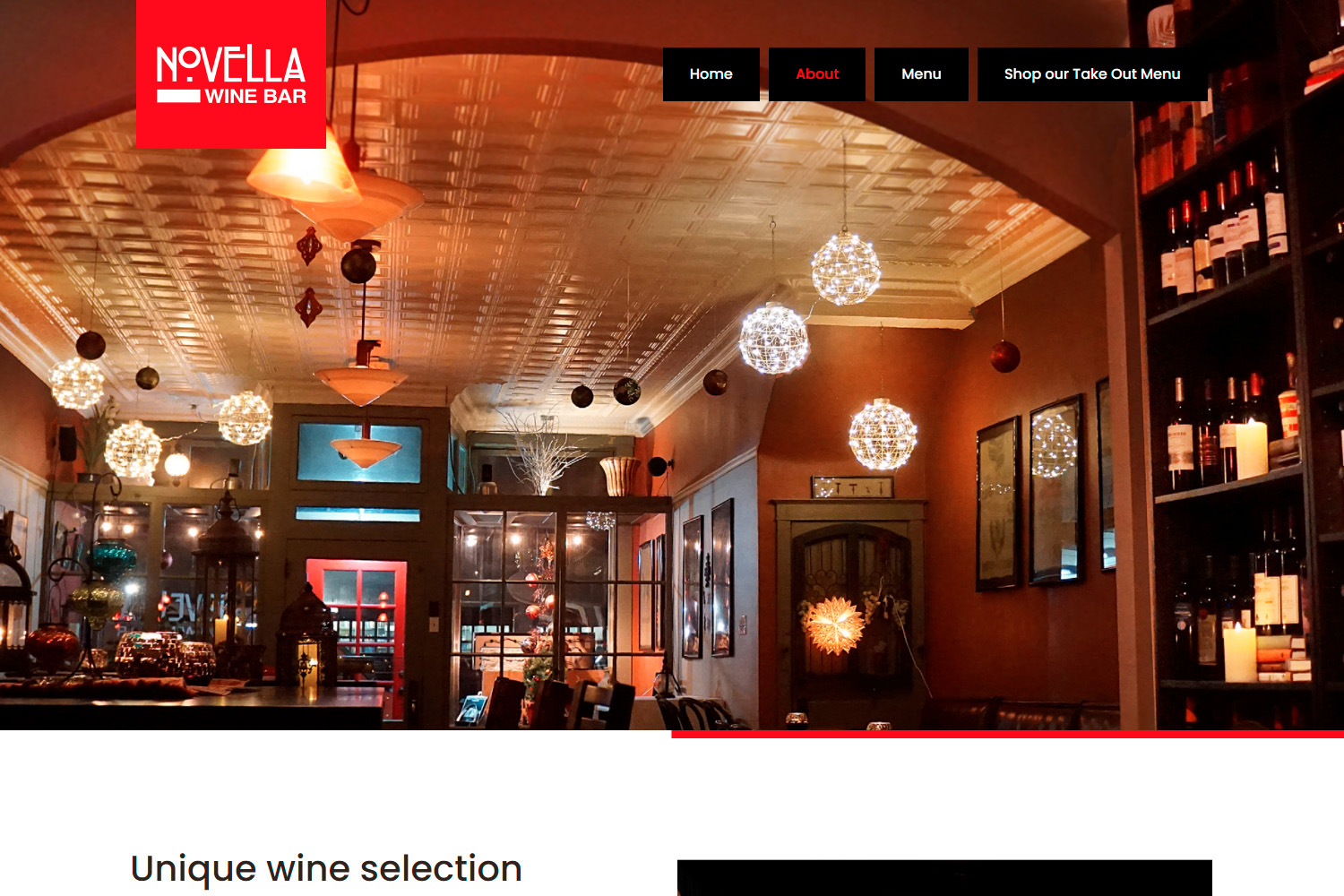 Novella Wine Bar WordPress Website