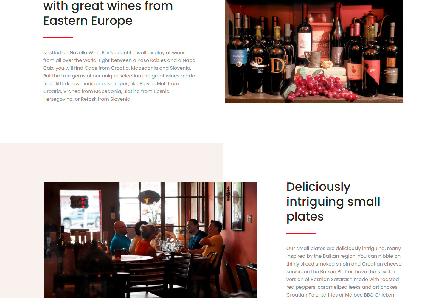 Novella Wine Bar WordPress Website