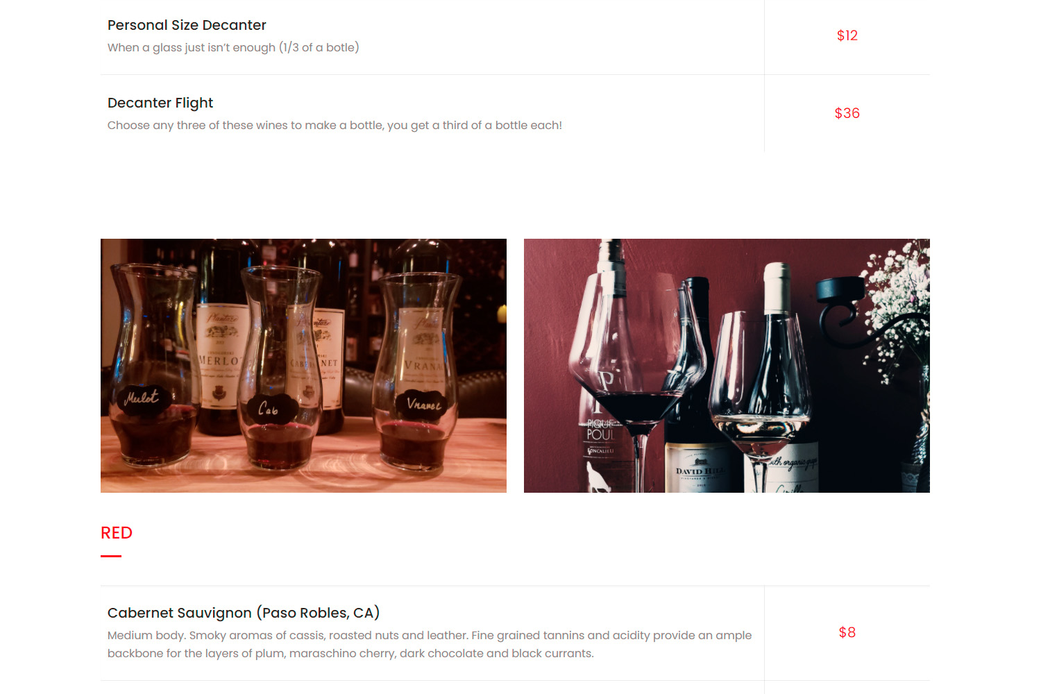 Novella Wine Bar WordPress Website