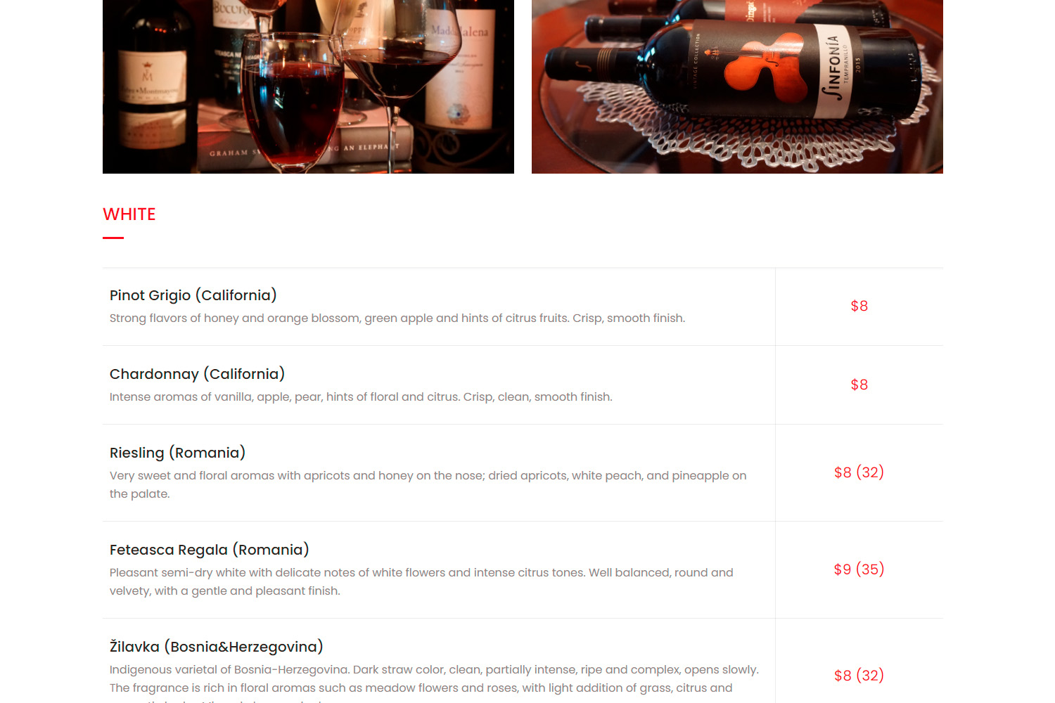 Novella Wine Bar WordPress Website