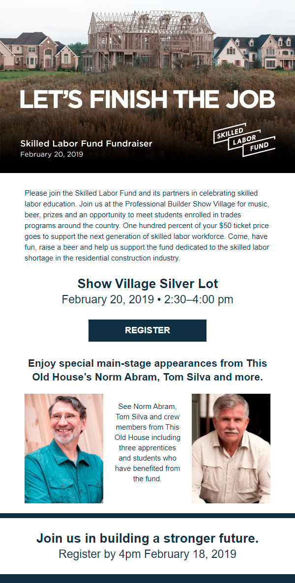Skilled Labor Fund Fundraiser Email Newsletter